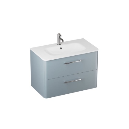 product cut out image of britton camberwell 800mm dusty blue vanity unit and basin with chrome tap and handles C80DDB